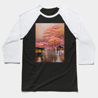 Rain In Japan Rose Gold Artwork Style Baseball T-Shirt